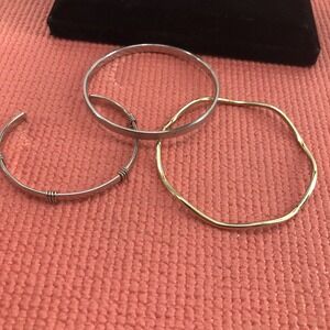 VINTAGE flat Monet  Bangle BRACELET + 2‎ Unbranded Gold Silver Tones